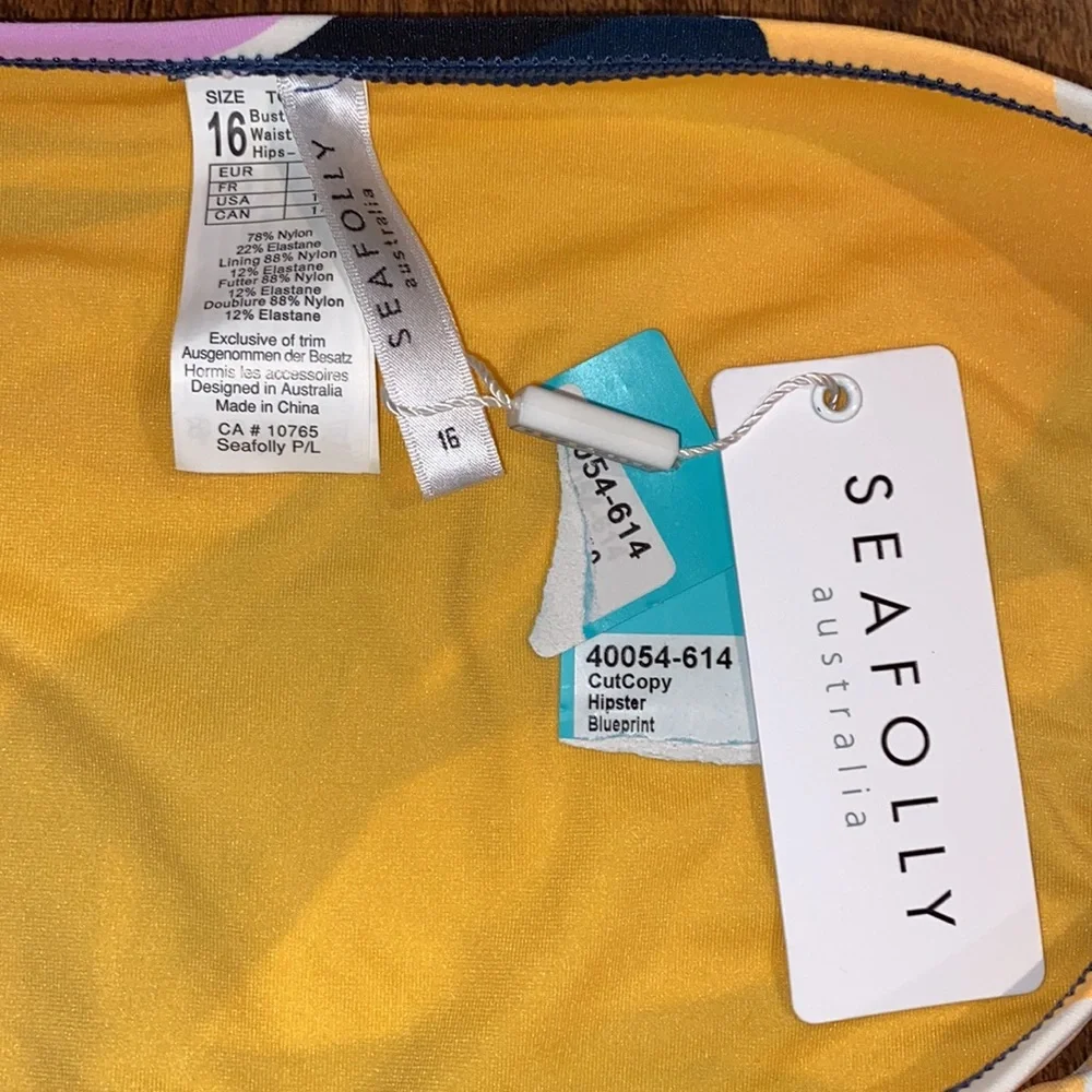 Seafolly Cut Copy Hipster Swimsuit Bottoms - Women's Size 12-NWT